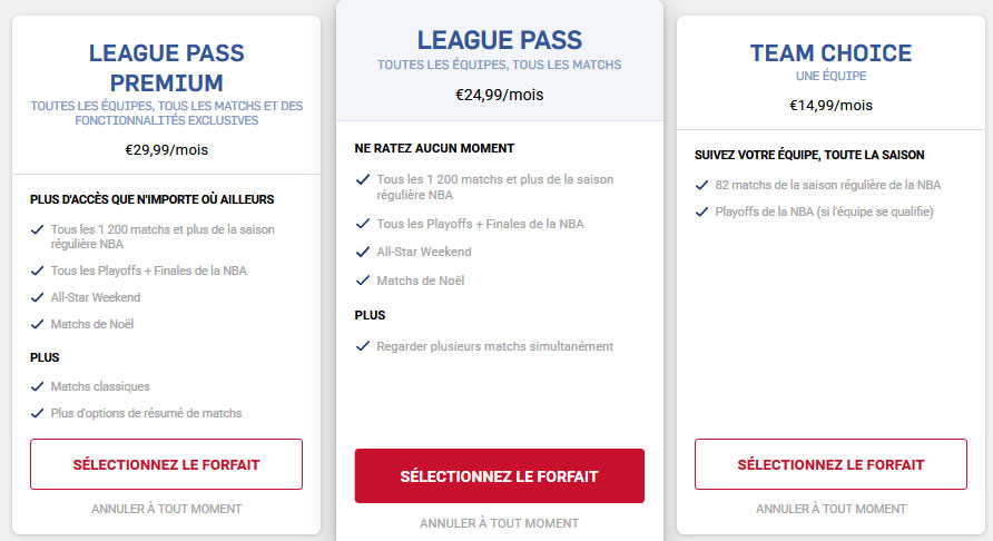 Prix NBA League Pass Premium